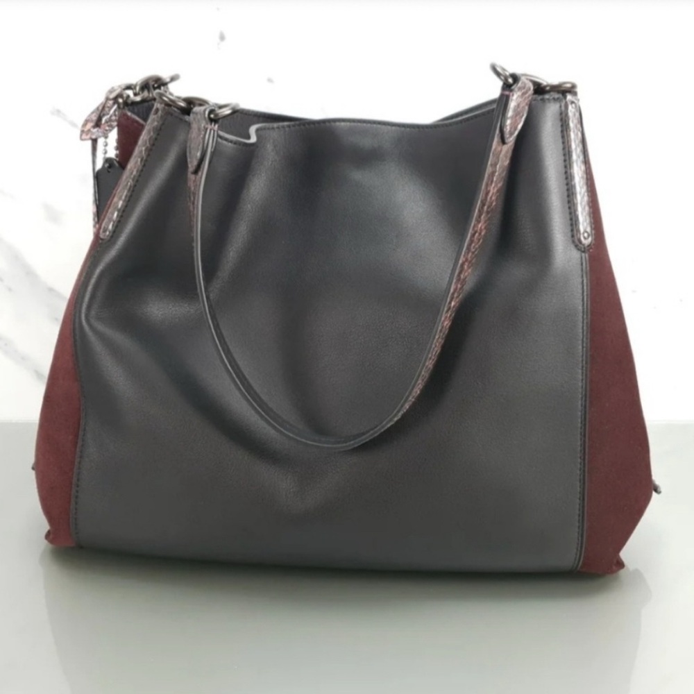 Coach Dalton 31 Black with snake skin accents Women's Bag like new